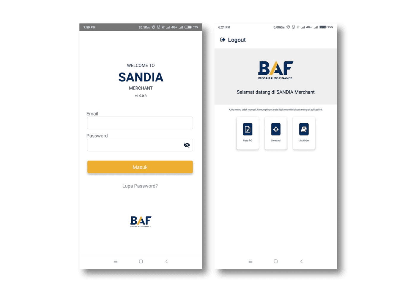 Sandia Merchant BAF - aplikasi oleh WAHIDEV