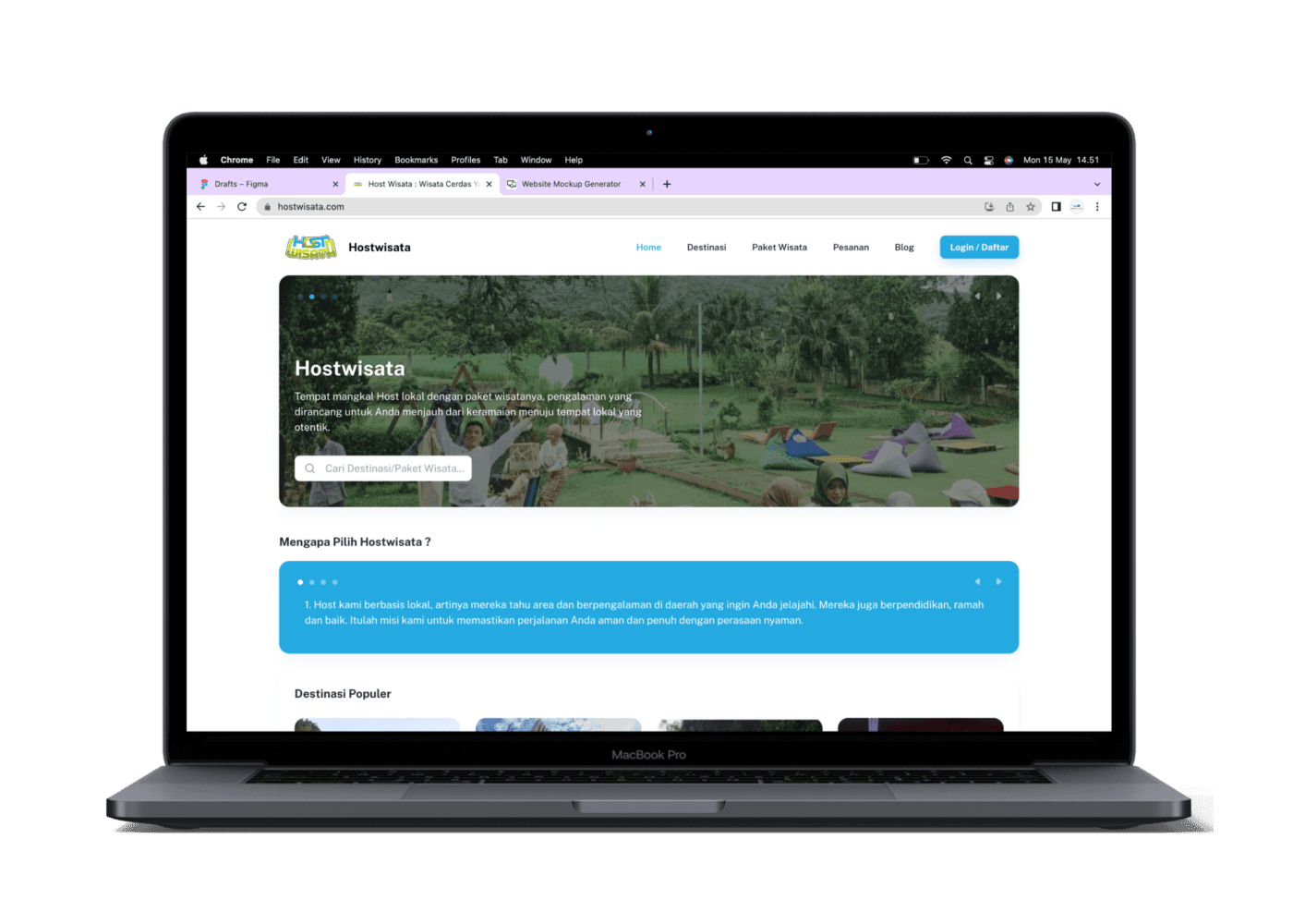 Hostwisata Aplikasi Wisata - website oleh WAHIDEV